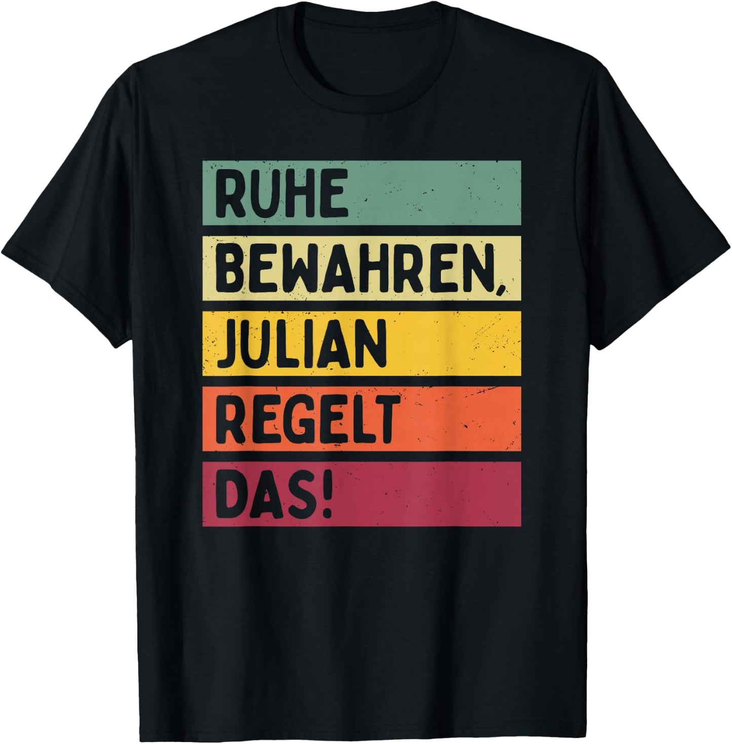 with German Text in Retro Colours Julian Regelt, black T-Shirt - T-Shirt | Black