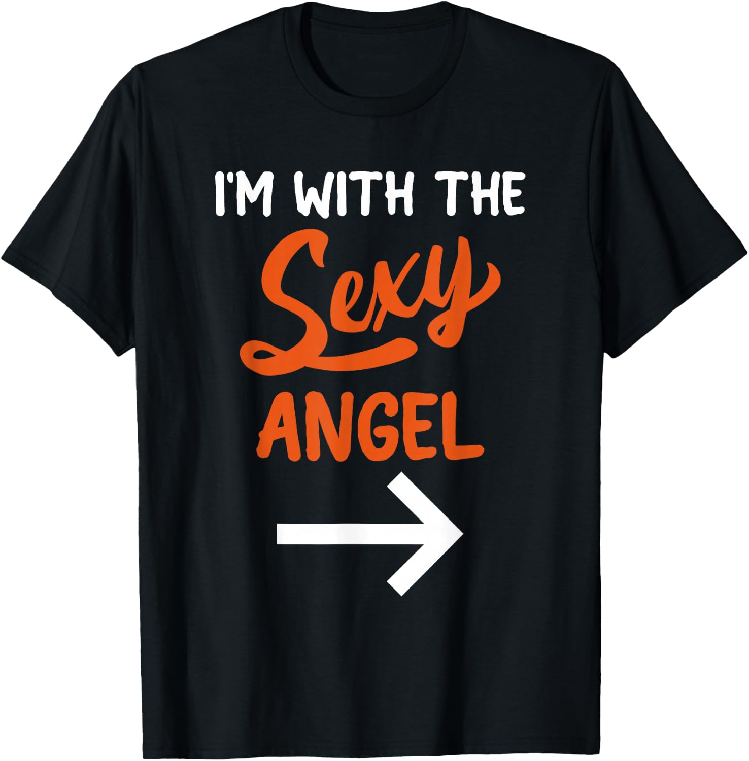 Lazy Halloween Costume for Couple I'm with The Sexy Angel T-Shirt - T-Shirt | Black