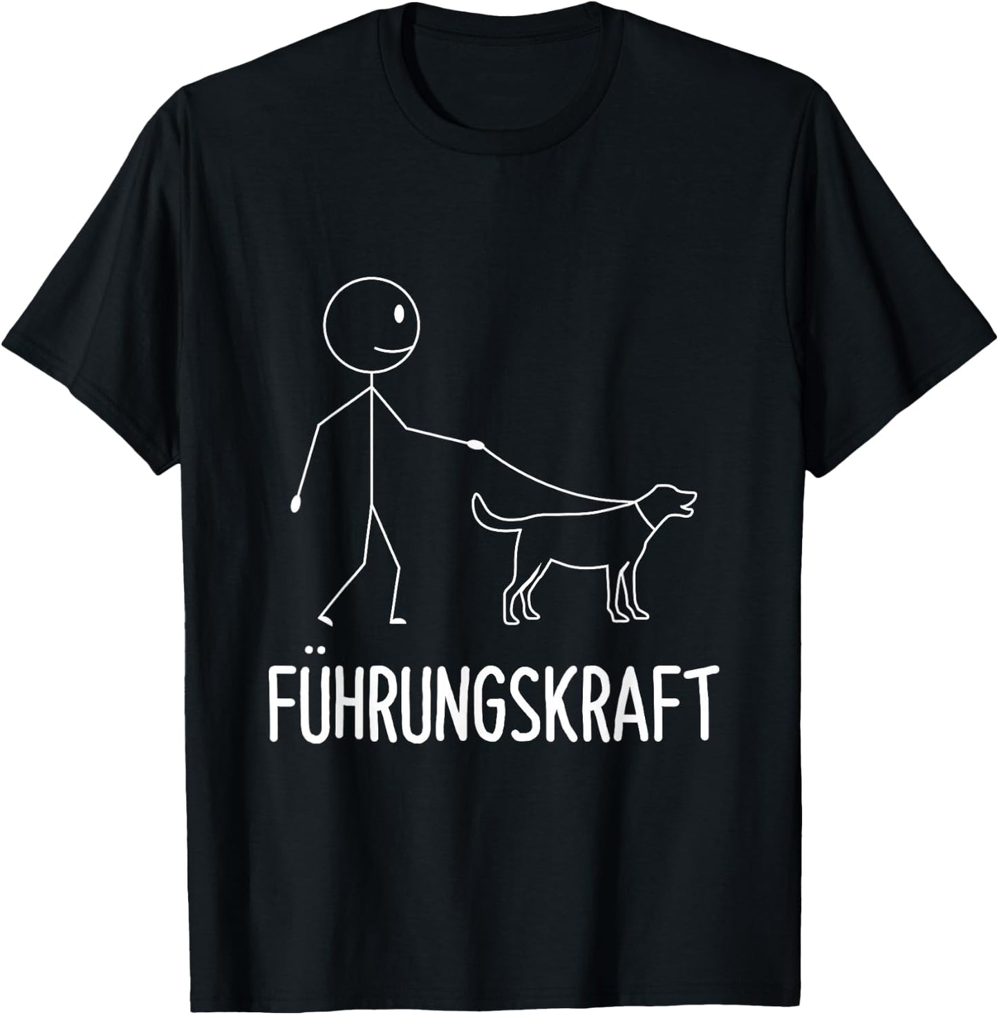 with German Text "Führungskraft Dog Dog Owner Walking", black T-Shirt - T-Shirt | Black