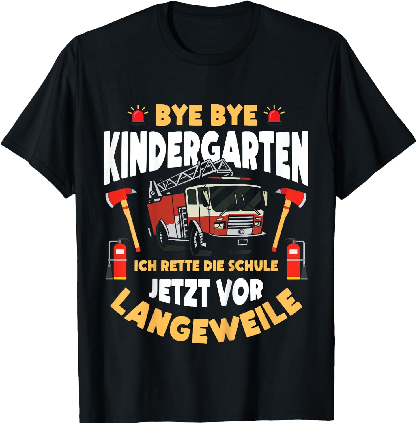 Schulkind Lustiges Feuerwehr Einschulung Schulanfang Junge T-Shirt - T-Shirt | Black