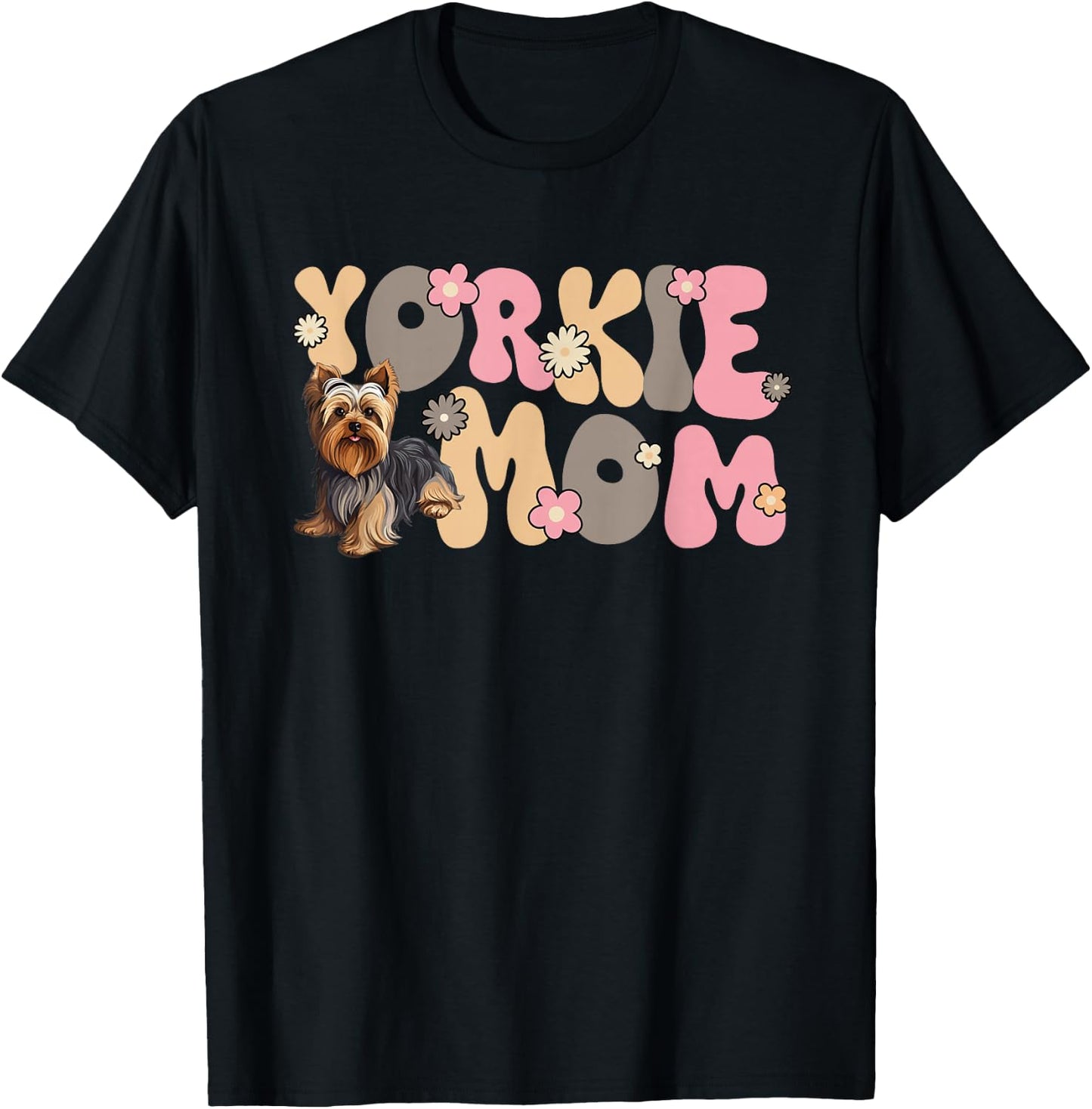 Yorkshire Terrier Groovy World's best Yorkie Mom T-Shirt - T-Shirt | Black