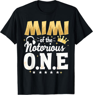 Crown 1st Birthday Grandma Mimi Of Notorious One T-Shirt - T-Shirt | Black