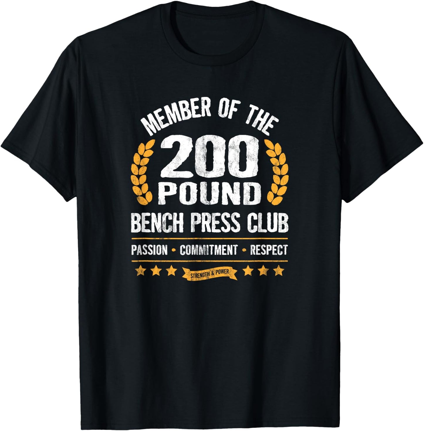 200 Pound Bench Press Club Strong Men Women Gym T-Shirt - T-Shirt | Black