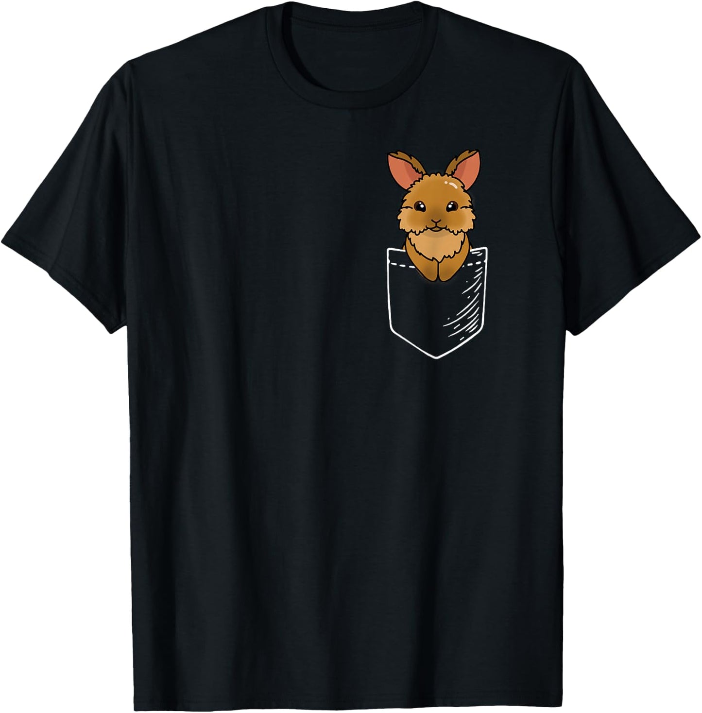 Funny Kids Girls Kawaii Pocket Lionhead Rabbit Lover T-Shirt - T-Shirt | Black