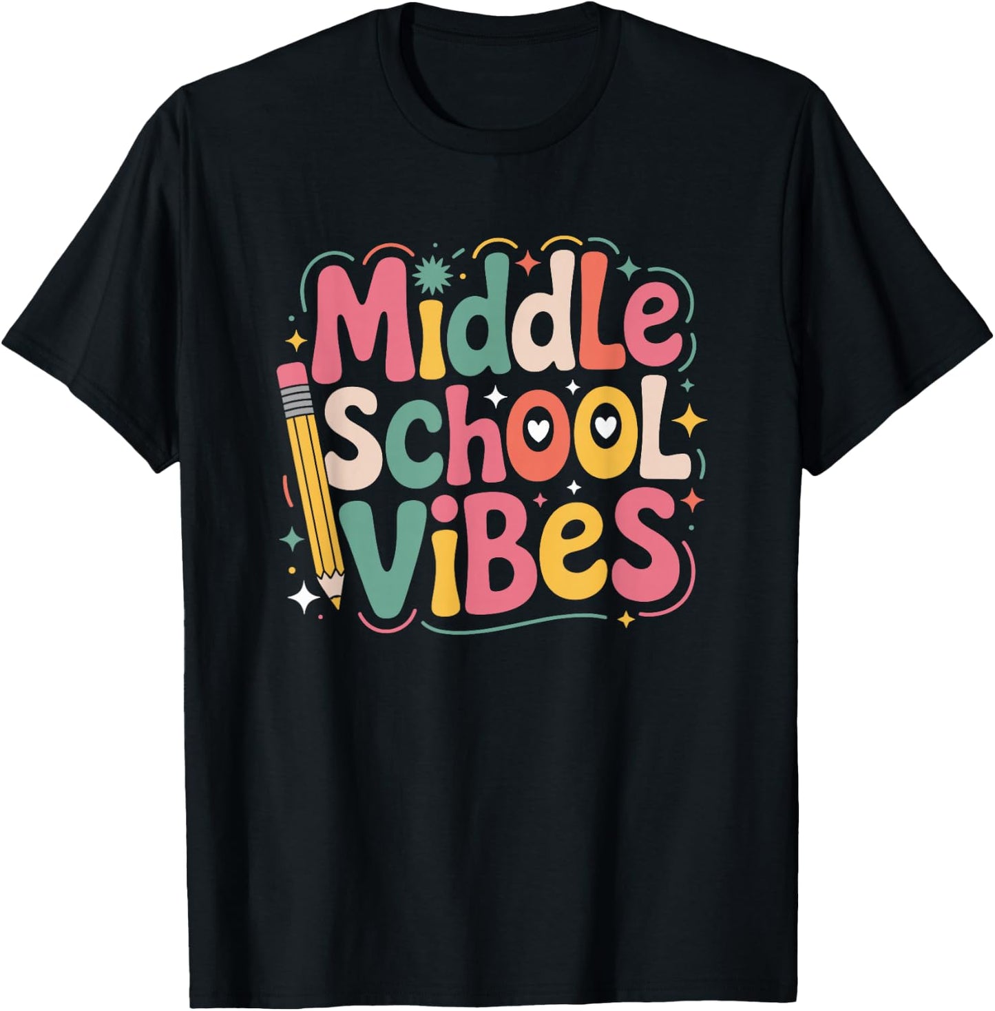 Middle School Vibes, Teacher Teaching Kids Educator T-Shirt - T-Shirt | Black