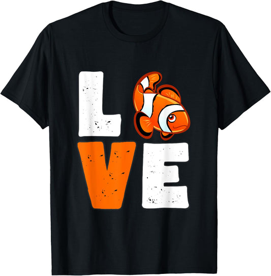Love clown fish Women Shirt clown fish Lovers for kids girls T-Shirt - T-Shirt | Black