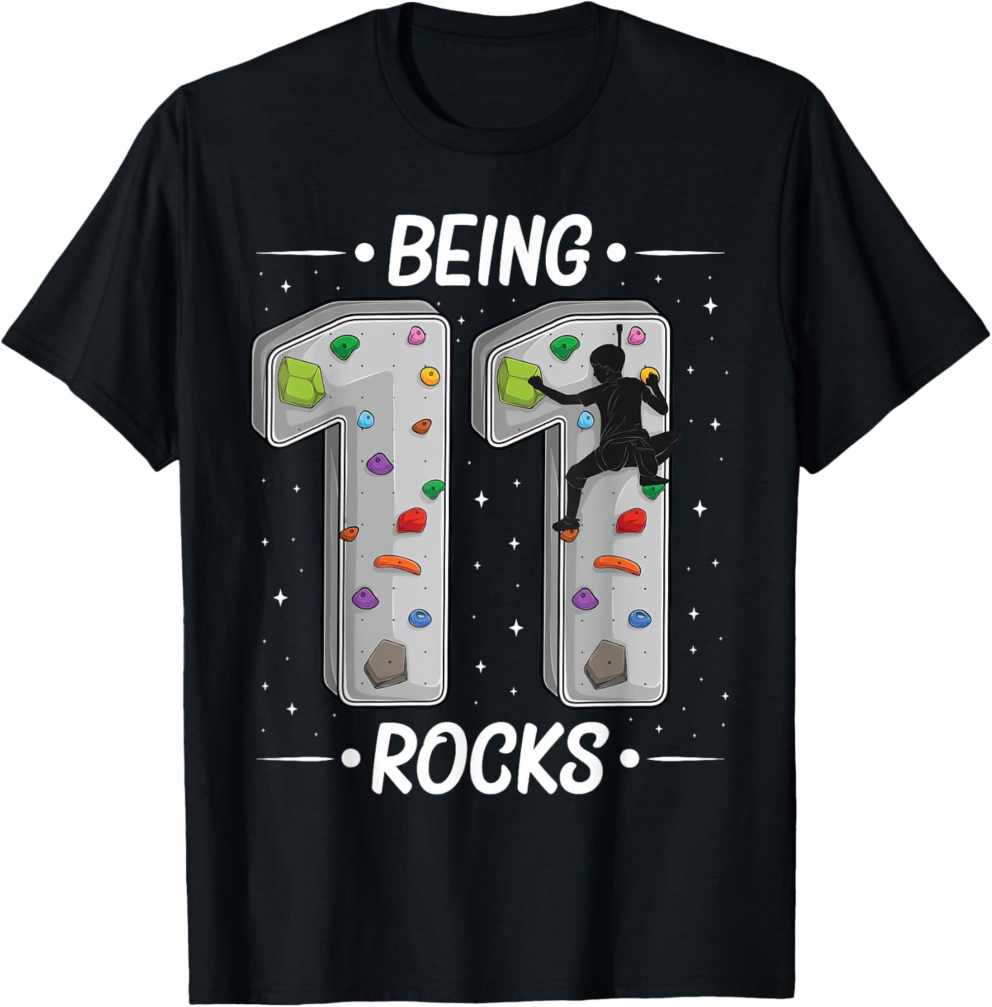11 year old rock climbing 11th birthday Adventures Climber T-Shirt - T-Shirt | Black