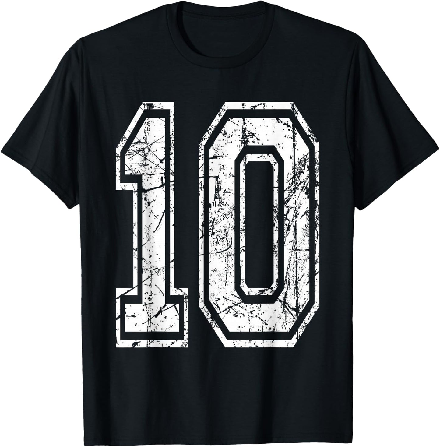 Sports Jersey Grunge Number 10 Team Player Birthday Gift T-Shirt - T-Shirt | Black