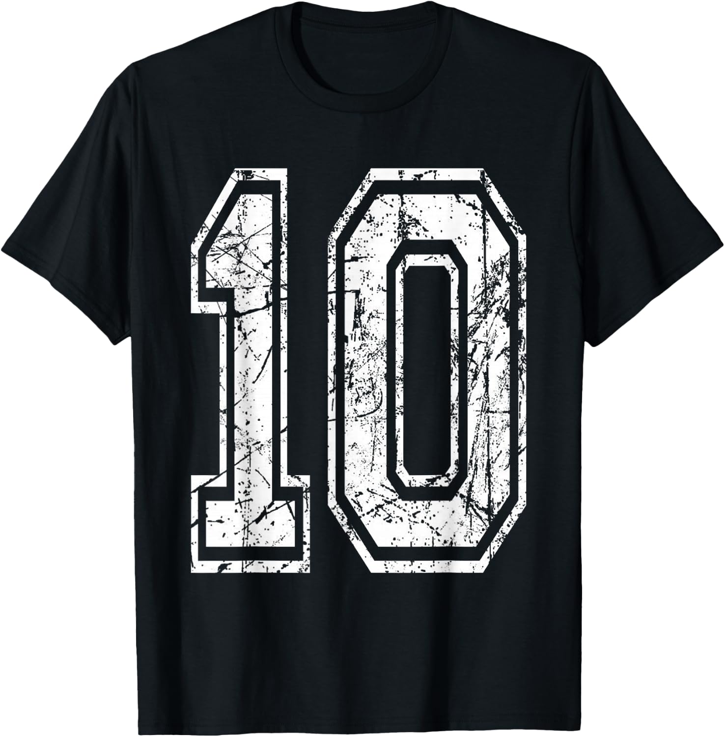 Sports Jersey Grunge Number 10 Team Player Birthday Gift T-Shirt - T-Shirt | Black