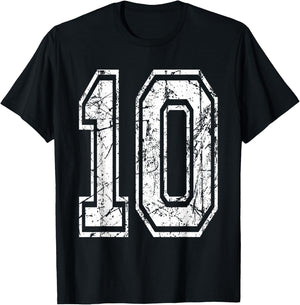 Sports Jersey Grunge Number 10 Team Player Birthday Gift T-Shirt - T-Shirt | Black