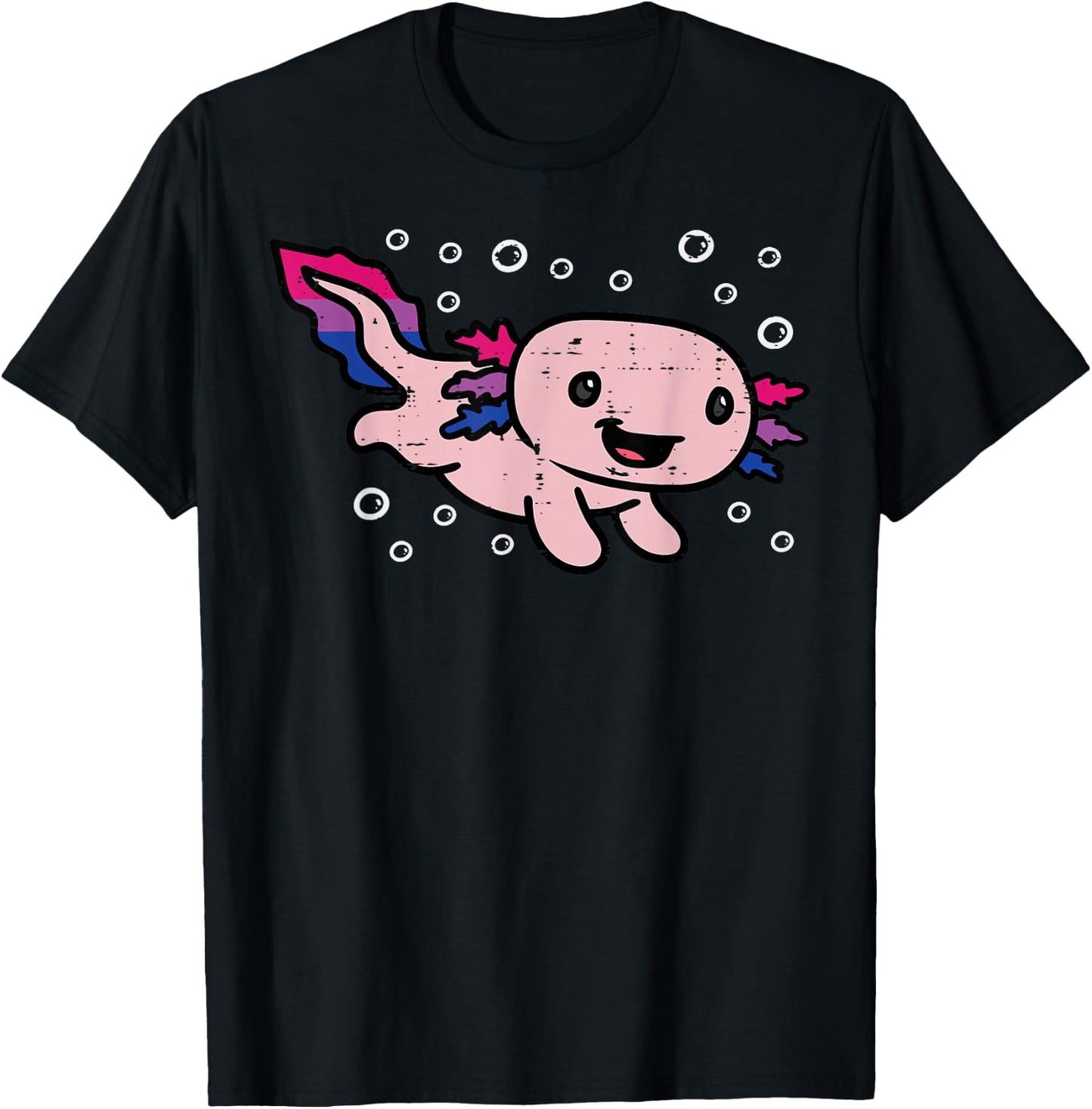 Bisexual Axolotl Bi Pride Flag Bisexuality LGBTQ Women Men T-Shirt - T-Shirt | Black