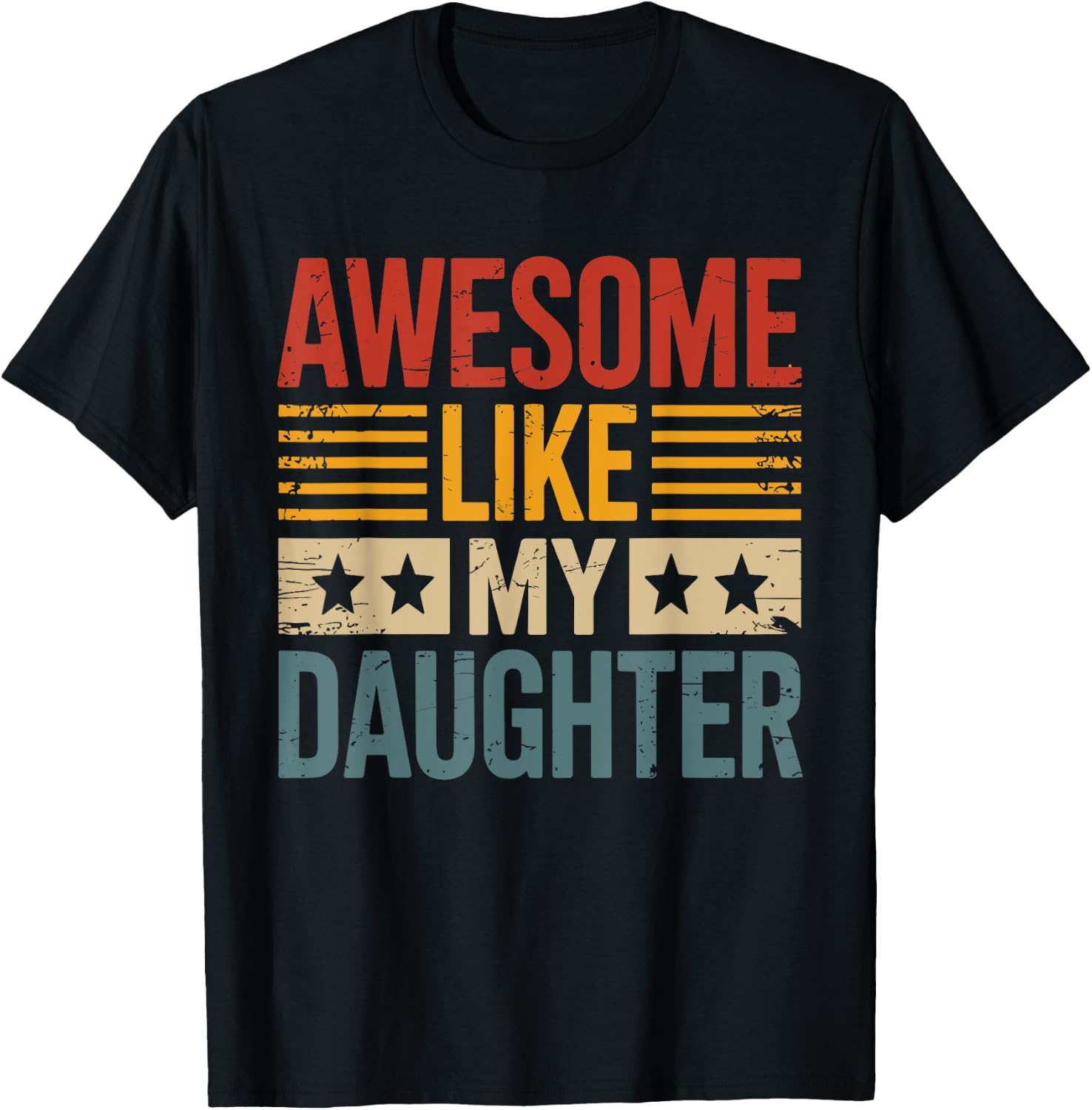 Awesome like my daughter vintage for fathers day T-Shirt - T-Shirt | Black
