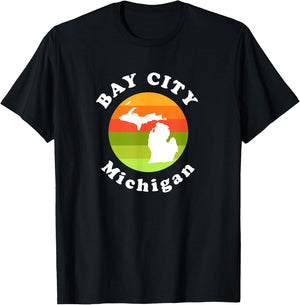 Bay City Michigan Outdoors Sunrise MI Vacation T-Shirt - T-Shirt | Black