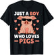 Just A Boy Who Loves Pigs Men Pig Lovers Pig Stuff Farmer T-Shirt - T-Shirt | Black