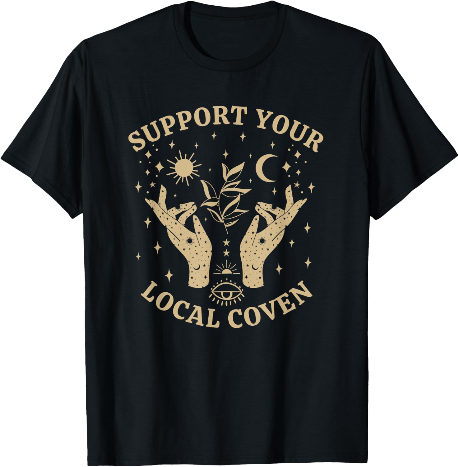 Support Your Local Coven, Witch Girl Aesthetic T-Shirt - T-Shirt | Black