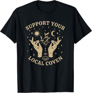 Support Your Local Coven, Witch Girl Aesthetic T-Shirt - T-Shirt | Black