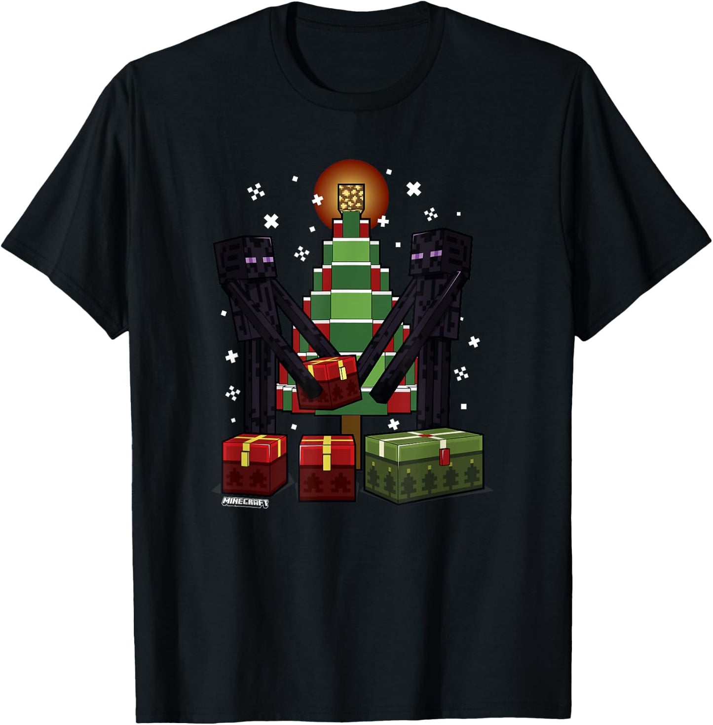 Minecraft Christmas Enderman Gift Giving , blue T-Shirt - T-Shirt | Black