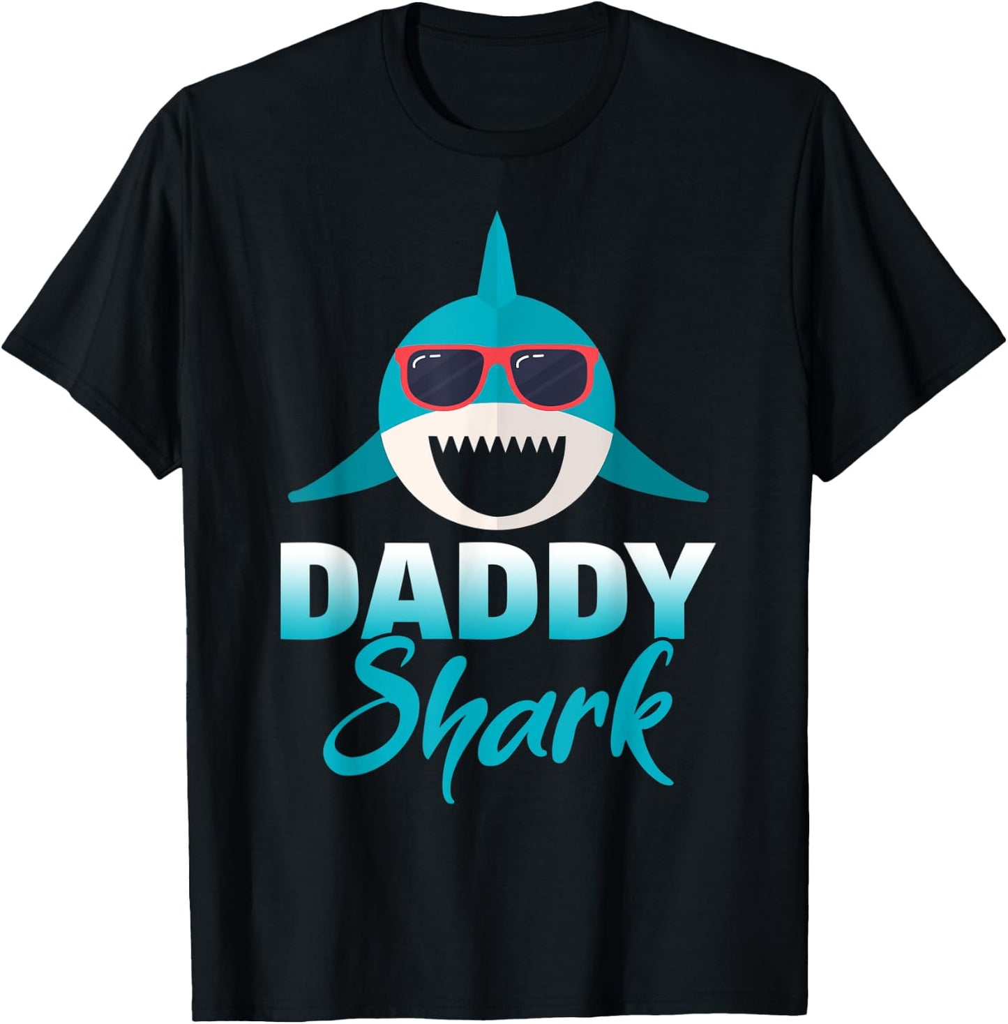 Daddy Shark Wearing Cool Sunglasses Dad Gift T-Shirt - T-Shirt | Black