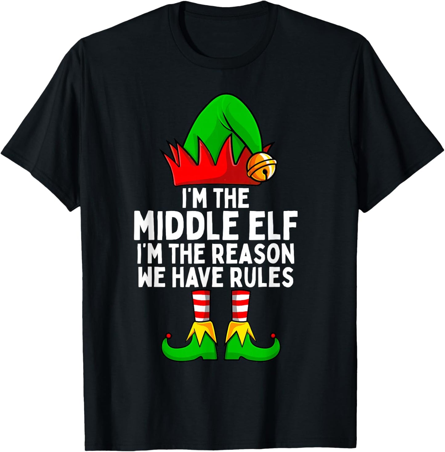 I'm The Middle Elf Matching Family Christmas T-Shirt - T-Shirt | Black