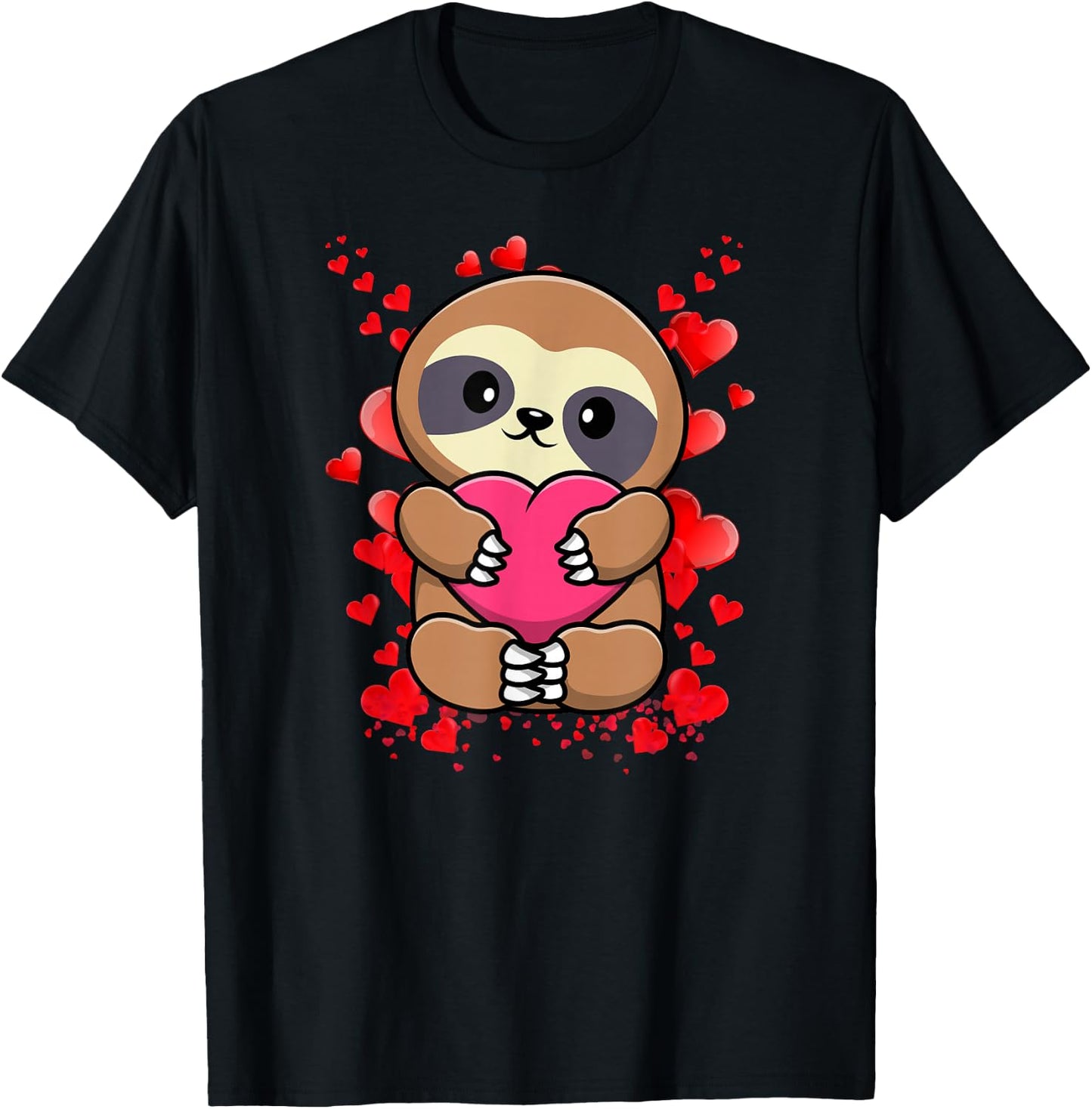Overflowing Hearts Sloth T-Shirt - T-Shirt | Black