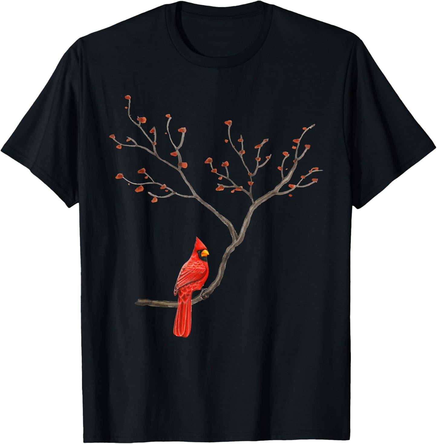 Red Cardinal Bird Lovers Birdwatching Birding Vintage T-Shirt - T-Shirt | Black