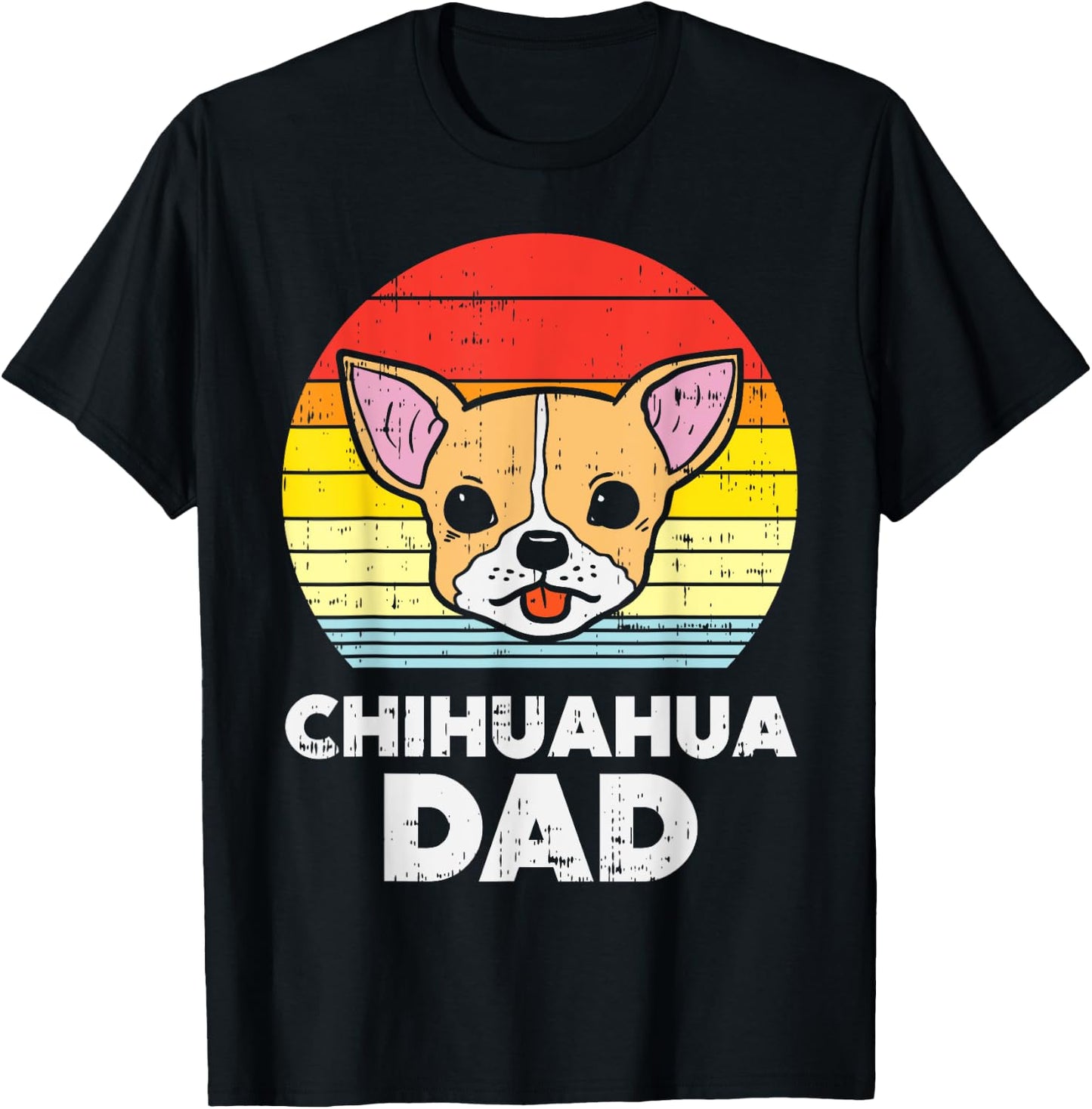 Chihuahua Dad Sunset Retro Chiwawa Dog Owner Lover Men Gift T-Shirt - T-Shirt | Black