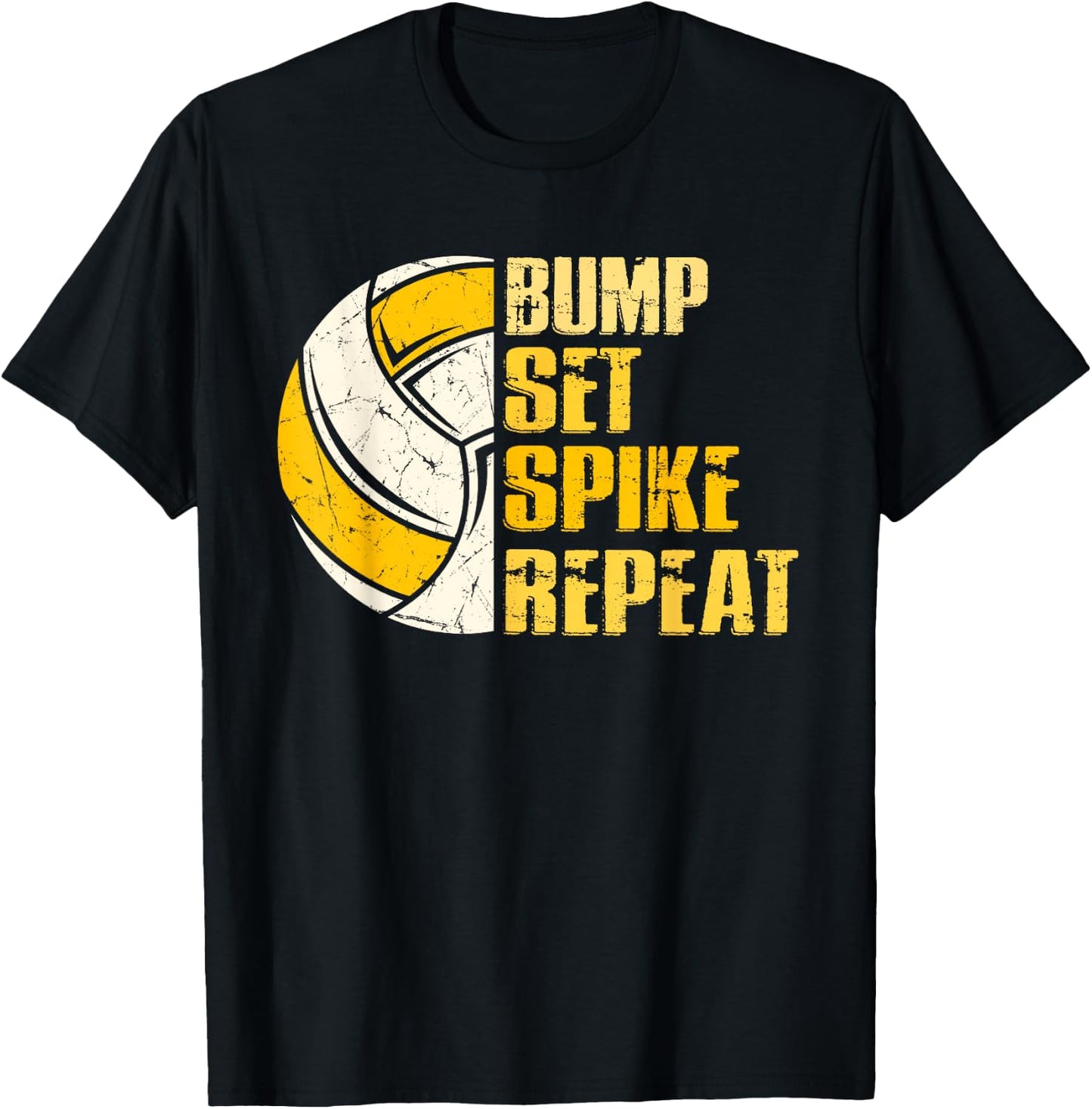Bump Set Spike Repeat Volleyball Funny T-Shirt - T-Shirt | Black