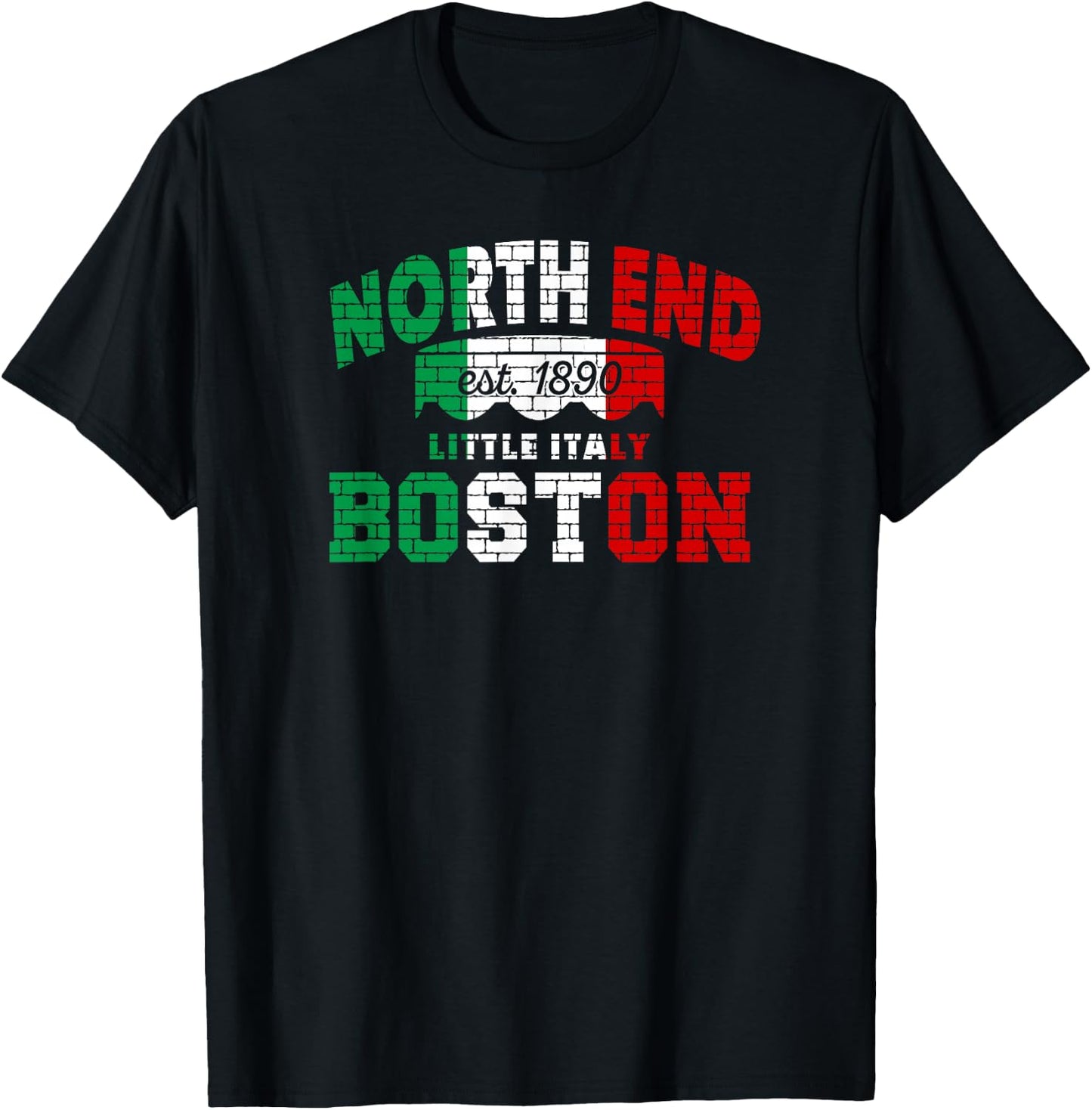 Boston North End Italian Flag Little Italy Heritage 1890 T-Shirt - T-Shirt | Black
