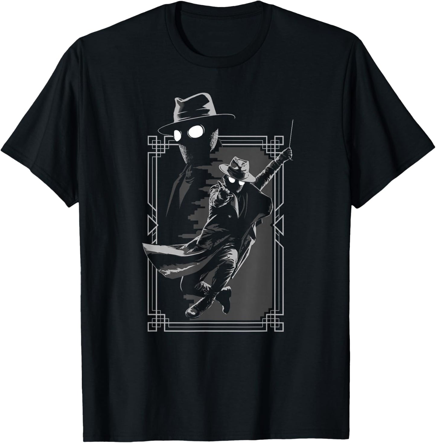 Marvel Spider-Noir Web Swing Black & White Art Deco Frame T-Shirt - T-Shirt | Black