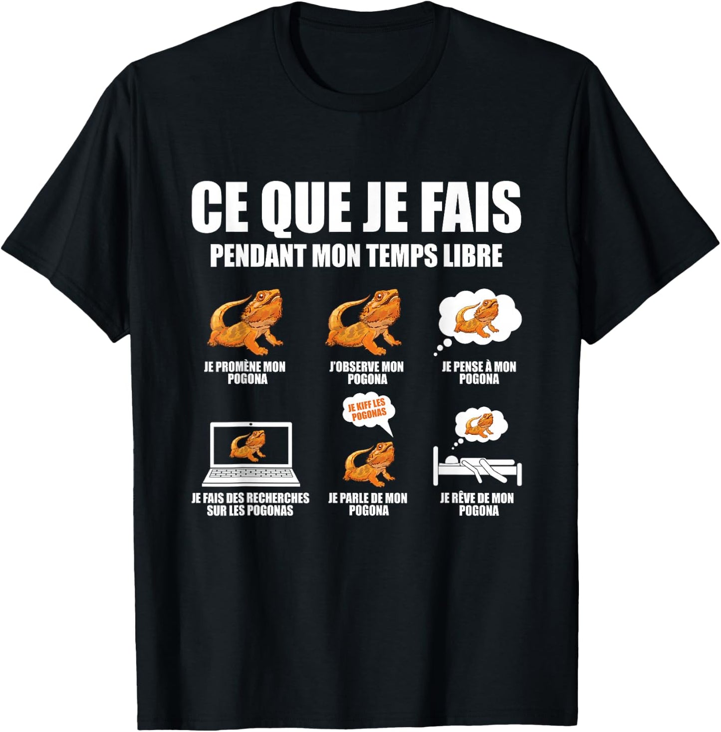 funny Gift passionate bearded dragon pogona reptile , Black, S T-Shirt - T-Shirt | Black