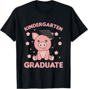 Kids Kids Kindergarten Graduate Pig Graduation T-Shirt - T-Shirt | Black