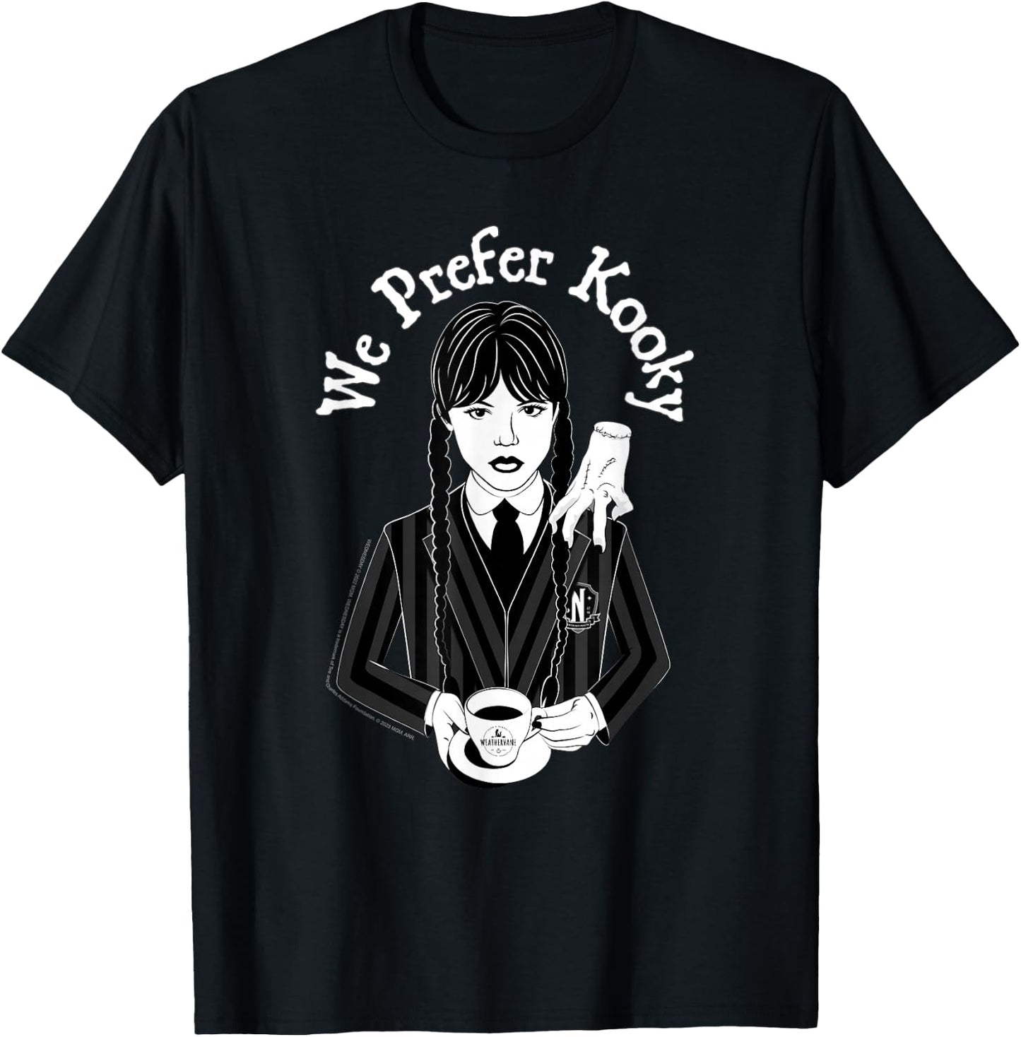 Wednesday & Thing We Prefer Kooky Black & White Portrait T-Shirt - T-Shirt | Black