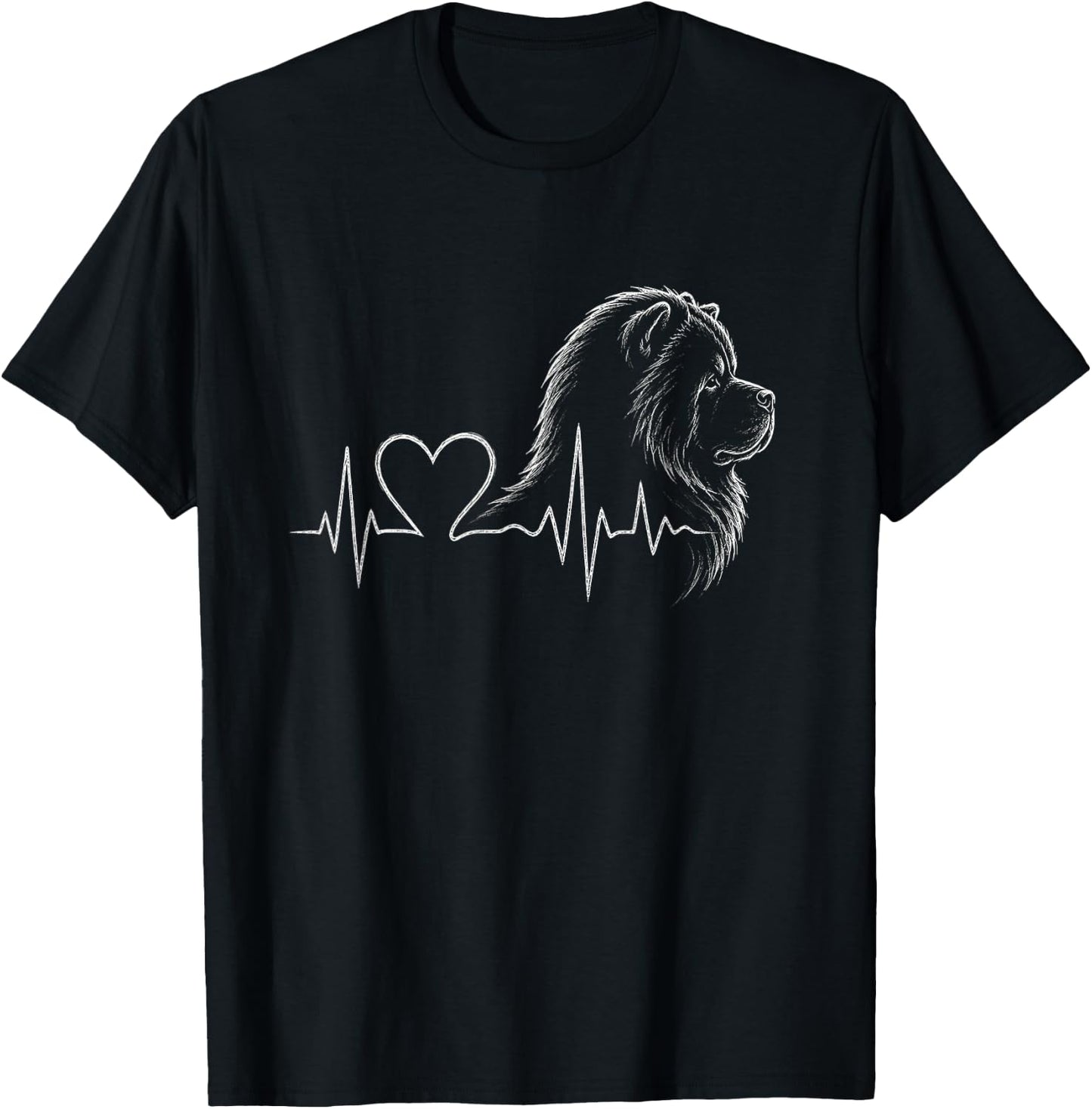 Chow Chow Heartbeat Artwork Design T-Shirt - T-Shirt | Black