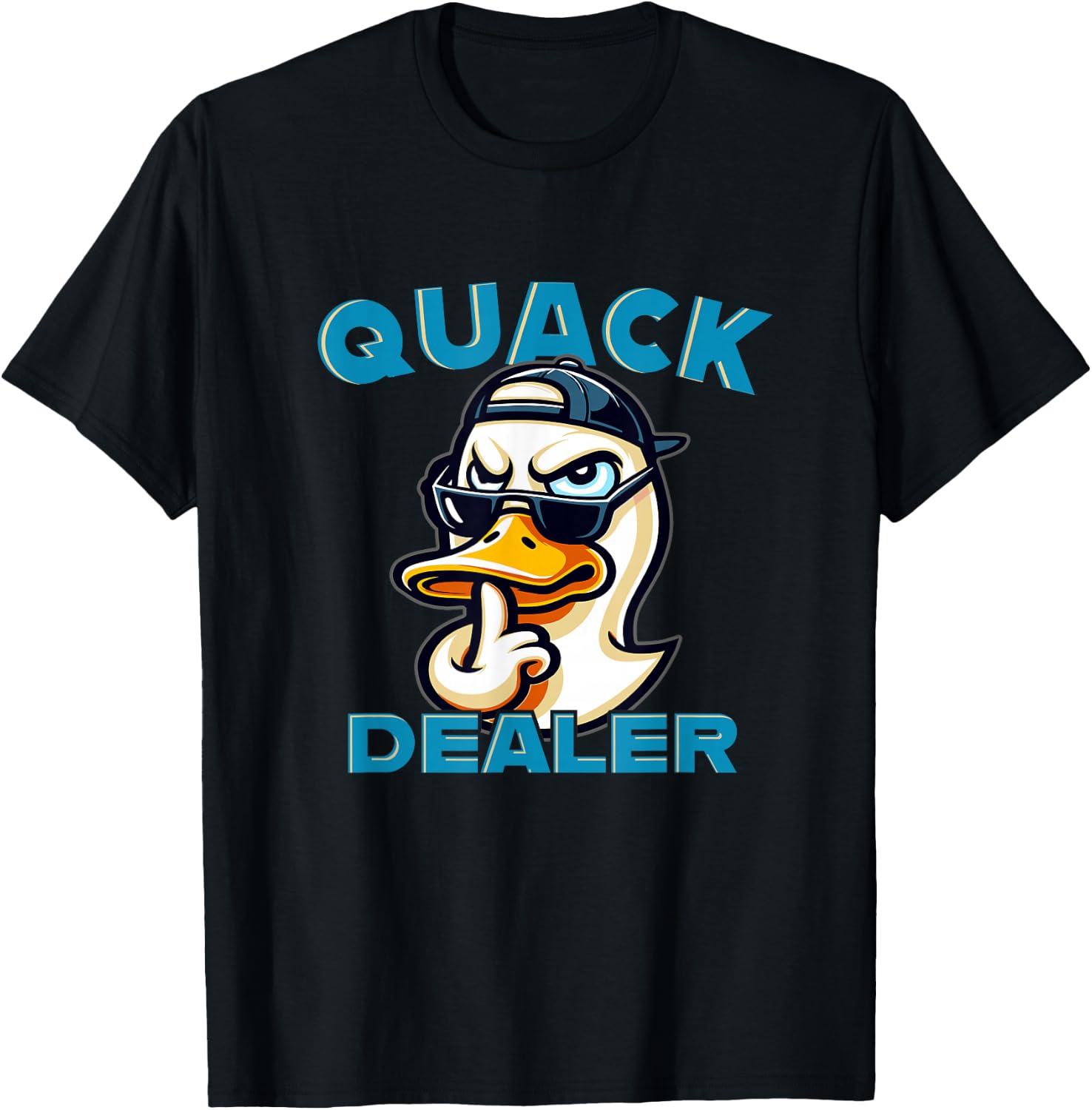 Funny Shady Looking Ducky - Quack Dealer Sarcastic Humor T-Shirt - T-Shirt | Black