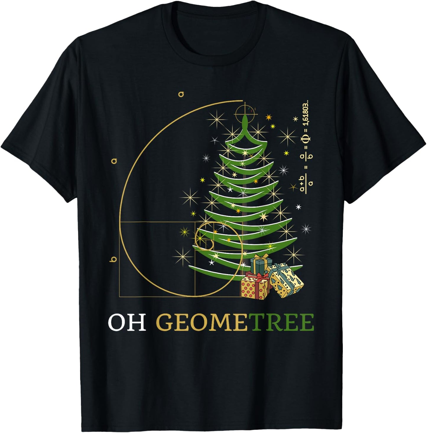 Oh Geometree. Geometree funny math Fibonacci Christmas Tree T-Shirt - T-Shirt | Black
