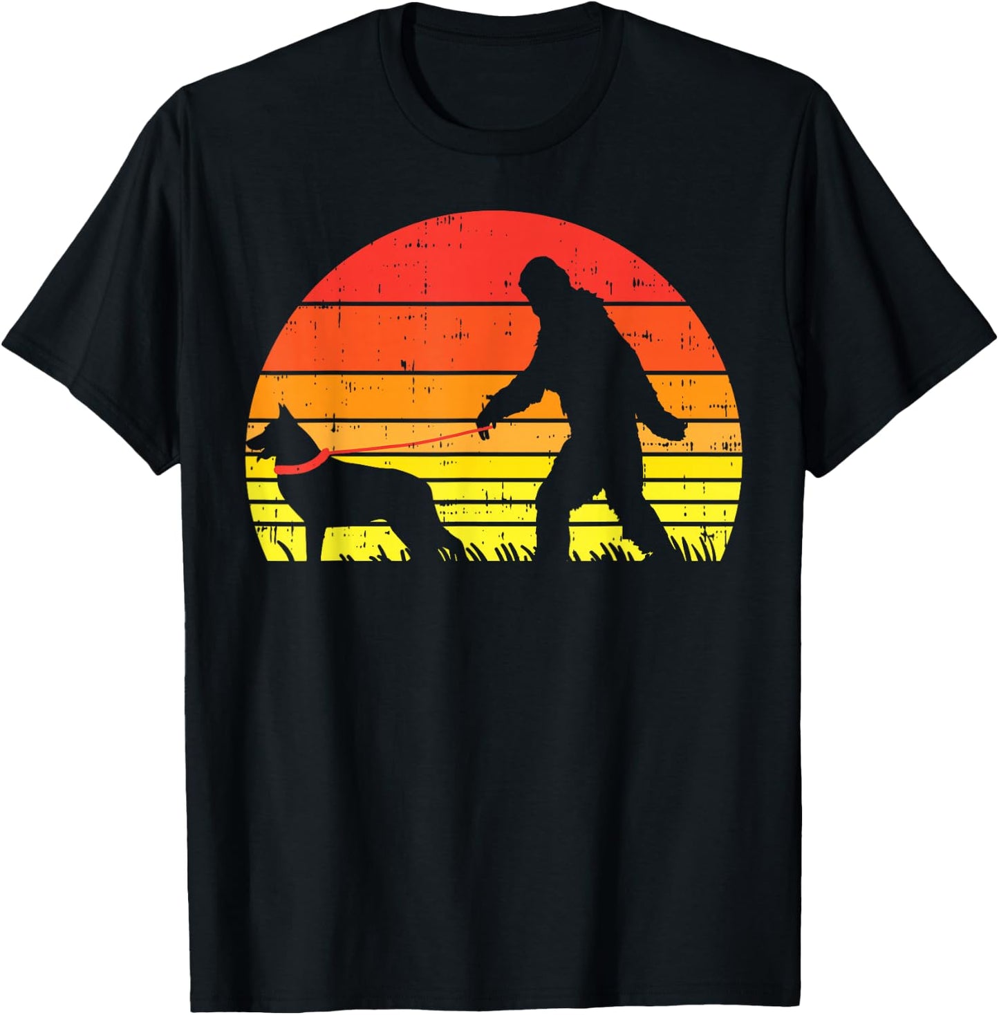 Bigfoot Sasquatch German Shepherd Retro K9 Dog Lover Gift T-Shirt - T-Shirt | Black