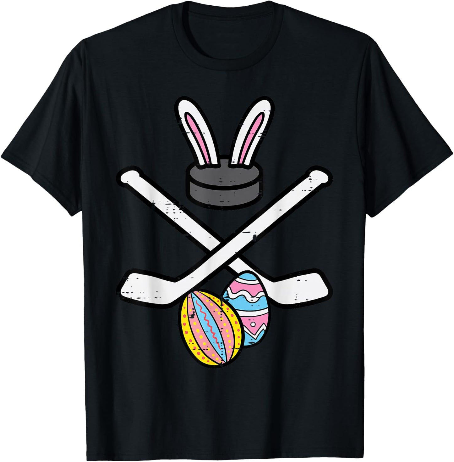 Easter Bunny Ice Hockey Funny Sports Goalie Men Boys Kids T-Shirt - T-Shirt | Black