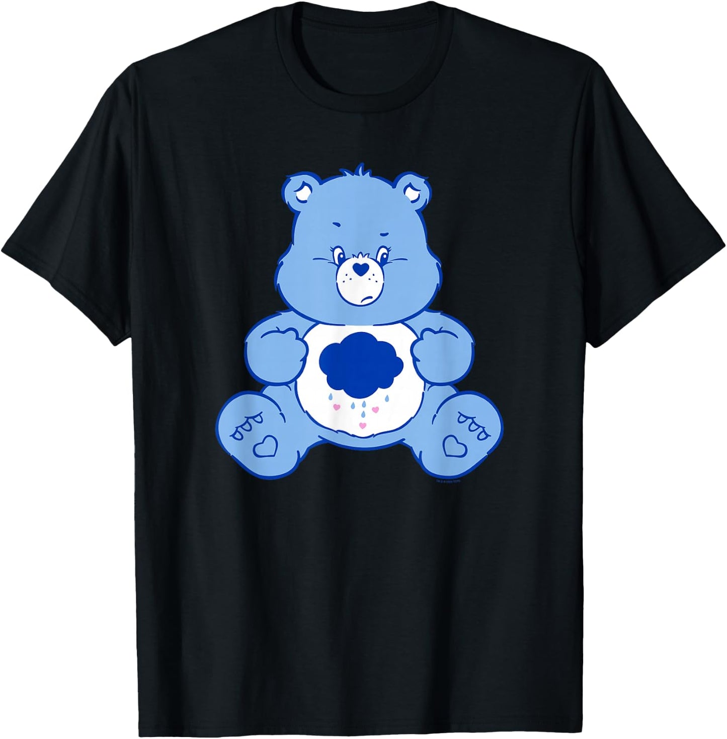 Care Bears Vintage Classic Grumpy Bear Cloudy Belly Badge , black T-Shirt - T-Shirt | Black
