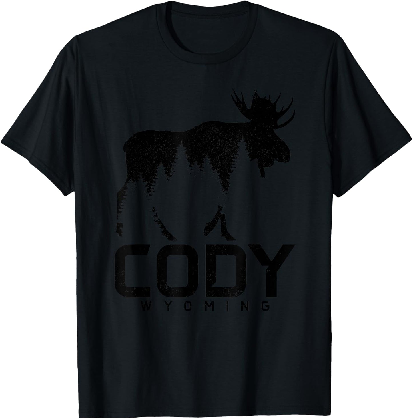 Cody Wyoming Vintage Moose Souvenir T-Shirt - T-Shirt | Black