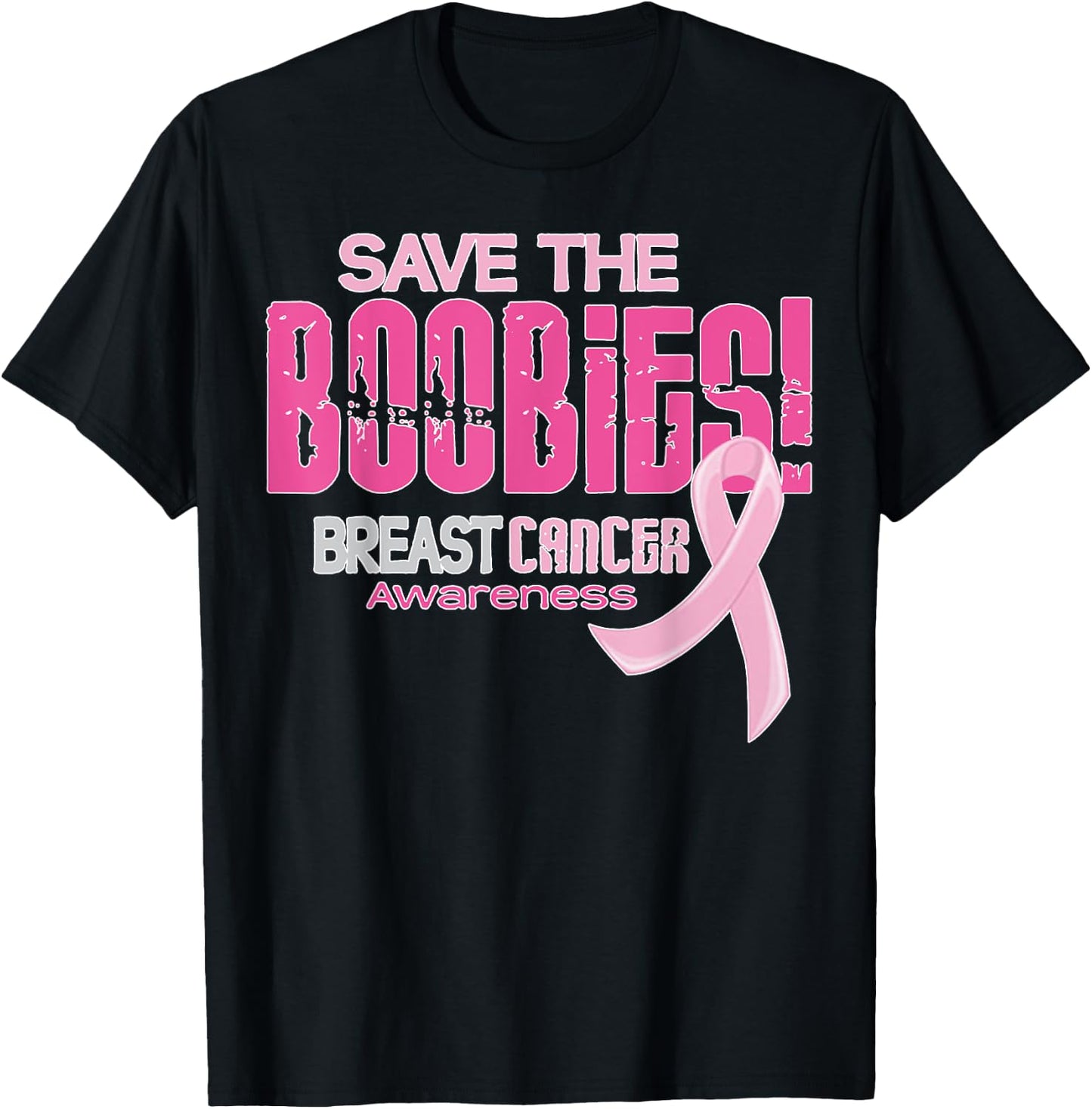 Save the boobies breast cancer awareness T-Shirt - T-Shirt | Black