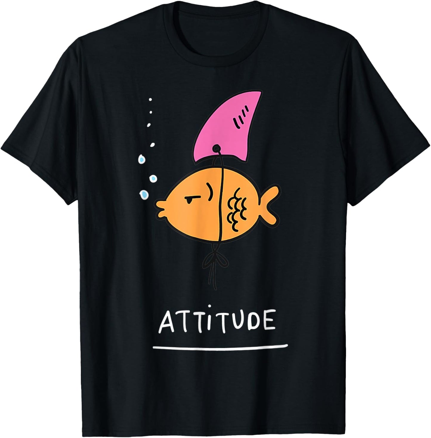 Fish With Attitude - Funny Sassy Sarcastic Cute Shark Fin T-Shirt - T-Shirt | Black