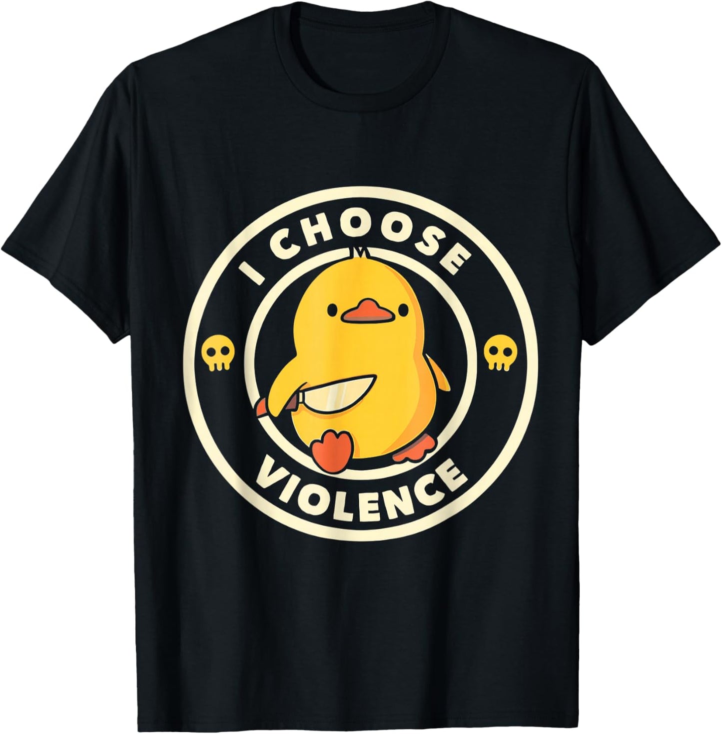 I Choose Violence Funny Duck Holding Knife T-Shirt - T-Shirt | Black