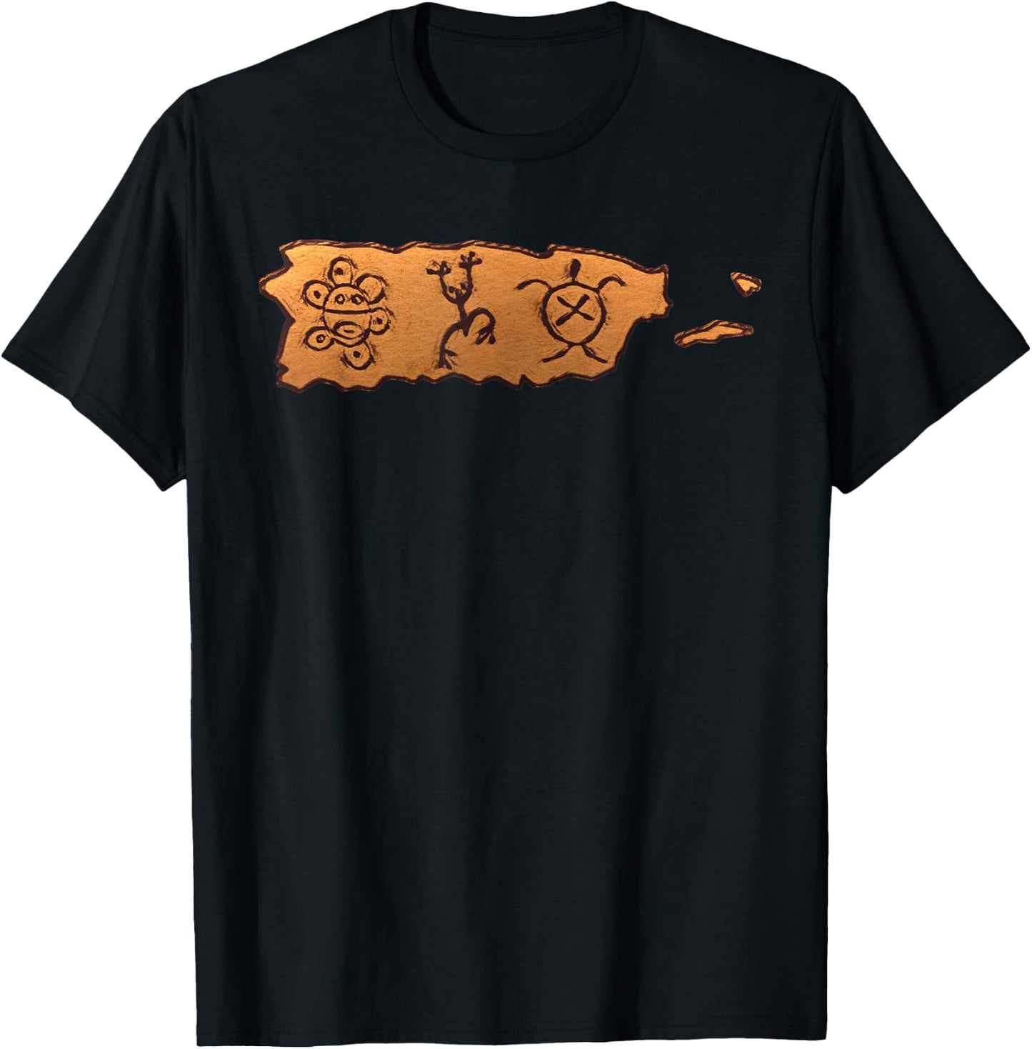 Taino Art Symbols Puerto Rico Map Boricua Petroglyphs T-Shirt - T-Shirt | Black