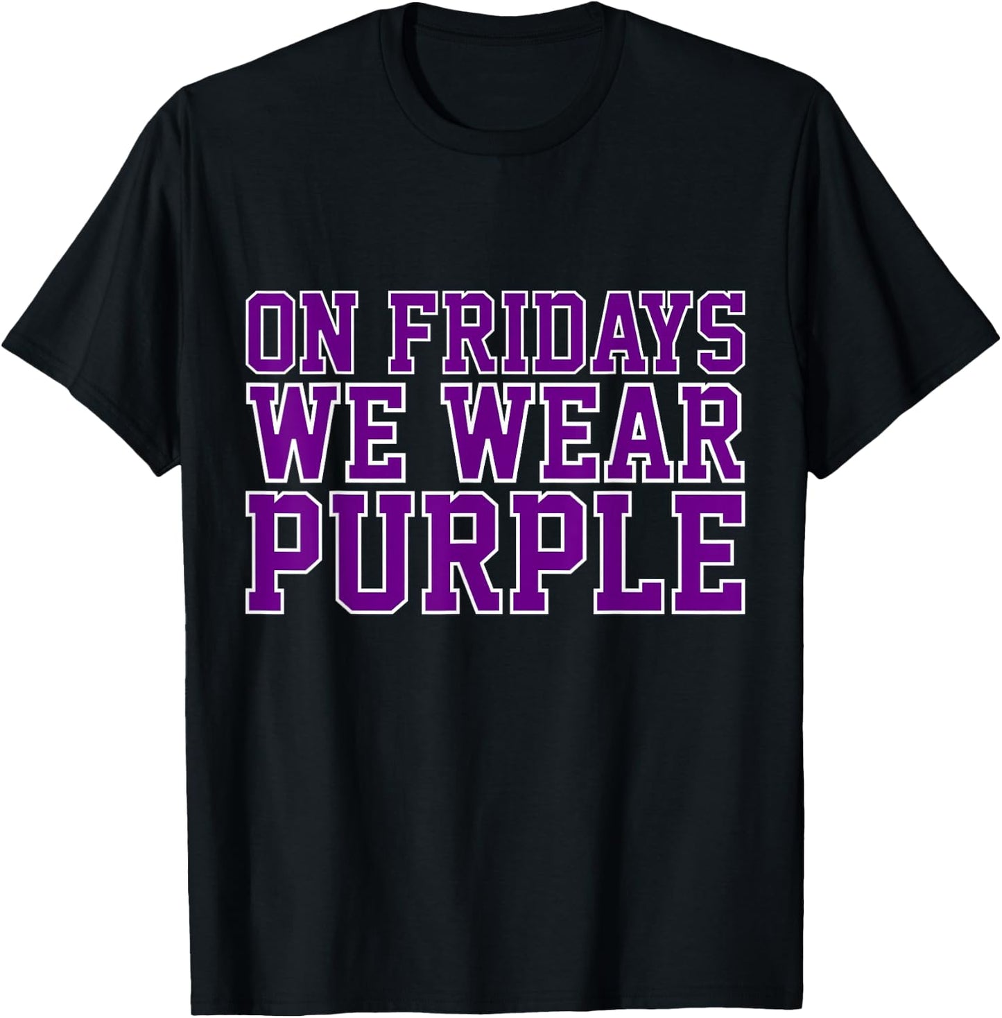 On Fridays We Wear Purple High School Football Team Pride T-Shirt - T-Shirt | Black