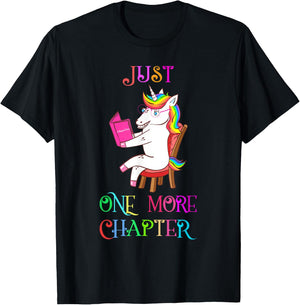 Unicorn Librarian Book Collector Gift Just One More Chapter T-Shirt - T-Shirt | Black