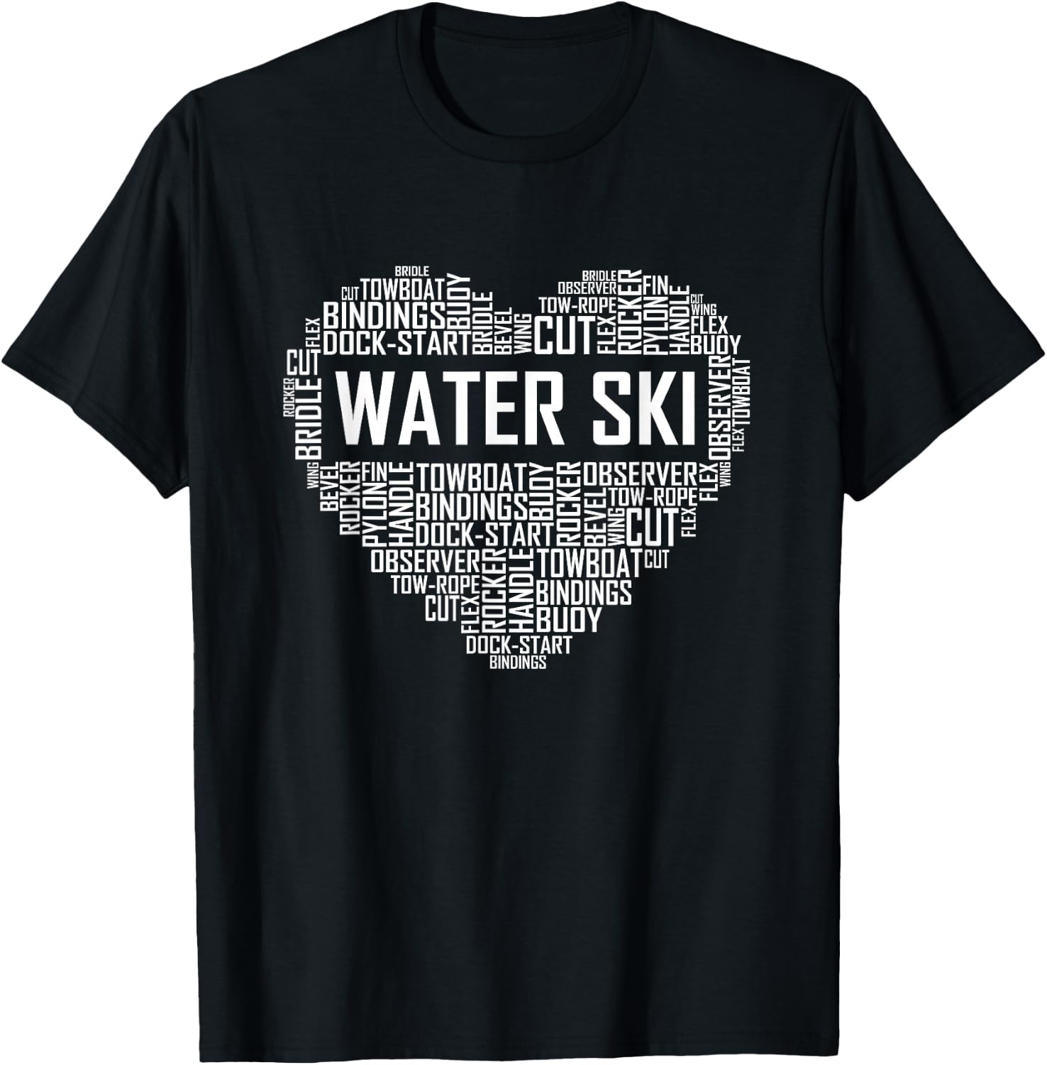 Water Ski Heart Lover Gift Waterski Love Gifts Skiing T-Shirt - T-Shirt | Black