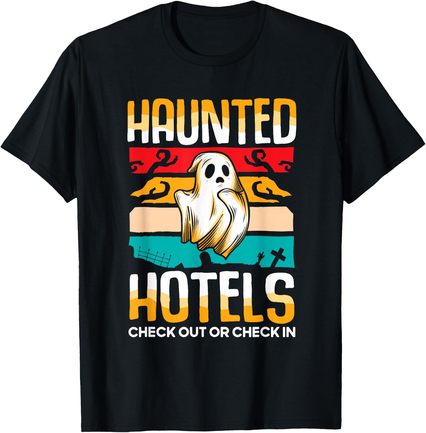 Haunted hotels check out - Halloween Hunting Ghost Hunter T-Shirt - T-Shirt | Black
