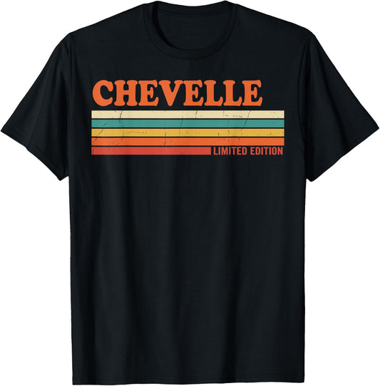 Chevelle Retro Personalized First Name Vintage Stripes T-Shirt - T-Shirt | Black