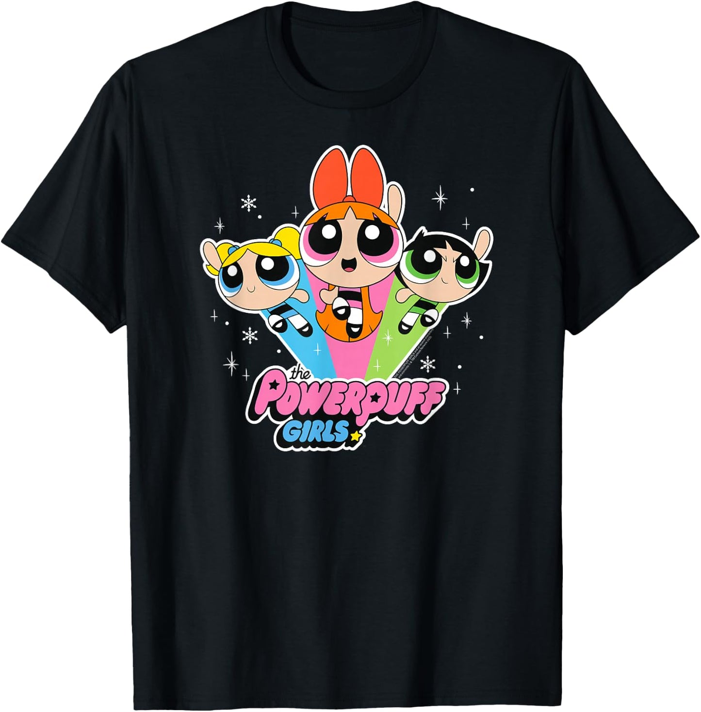 Cartoon Network The Powerpuff Girls Logo With Snowflakes , black T-Shirt - T-Shirt | Black