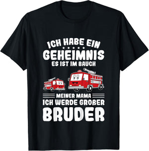 Lustiges Feuerwehrauto Ich Werde Großer Bruder T-Shirt - T-Shirt | Black
